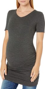 Essentials Women's Maternity Short-Sleeve Rouched V-Neck T-Shirt, Pack of 2 - Image 2